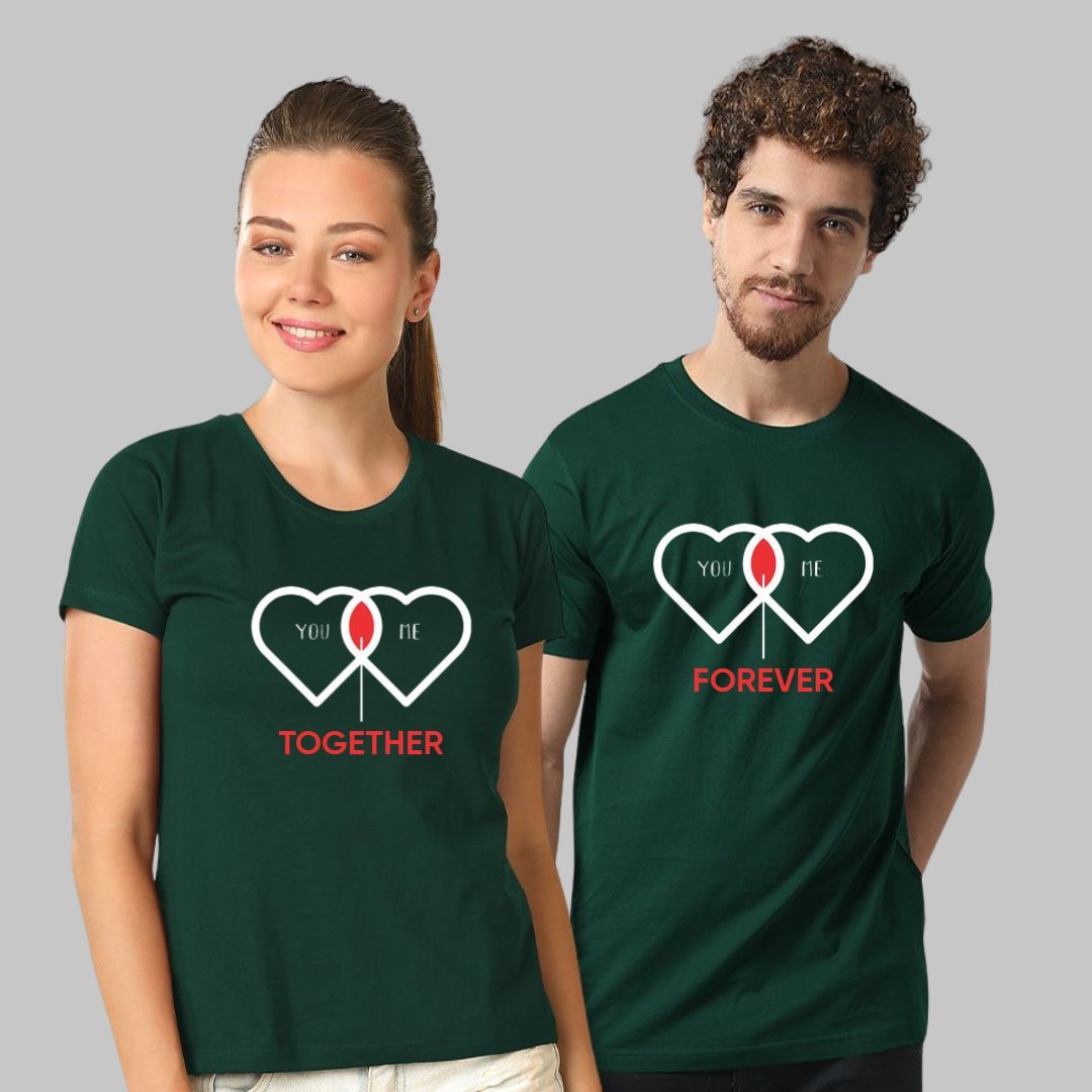 You Me Together Forever Couple T-Shirt - Bottle Green -M | TradzHub